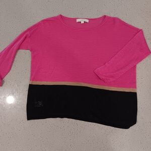 Loft Pink and Black Colorblock Sweater